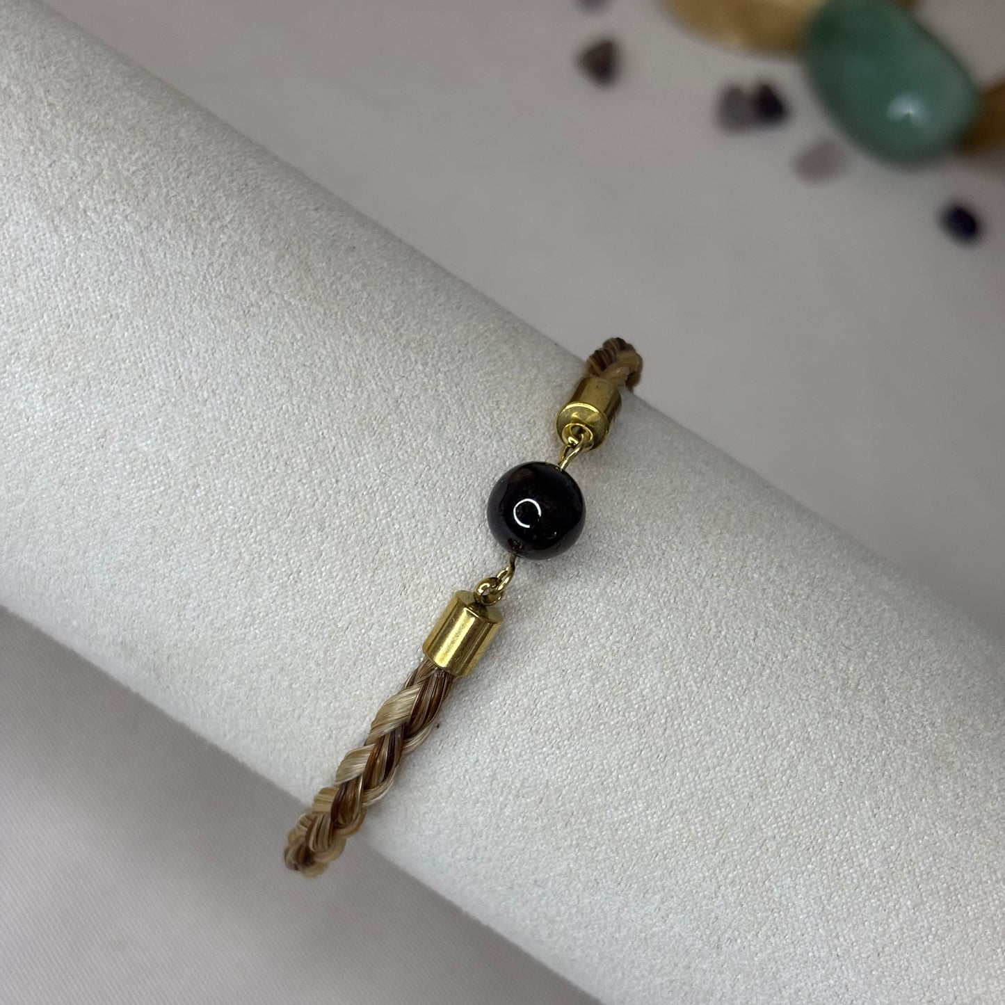 Bracelet en crin de cheval « Petit Cosmo » - Grenat