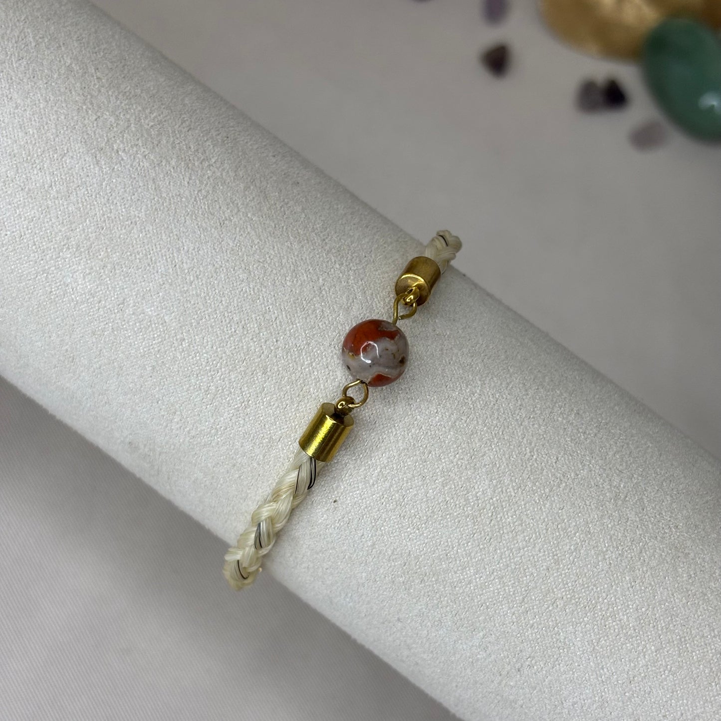 Bracelet en crin de cheval « Petit Cosmo » - Jaspe rouge