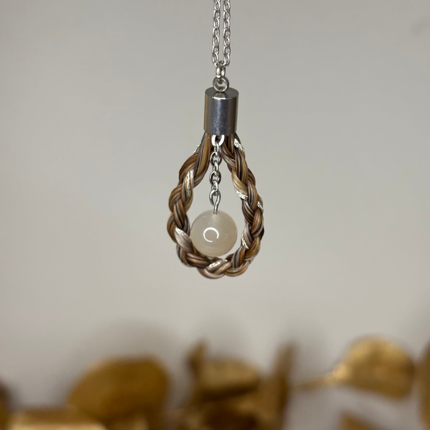 Collier en crin de cheval « Agena » - Pierre de lune