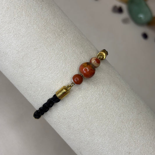 Bracelet en crin de cheval « Cosmo » - Jaspe rouge